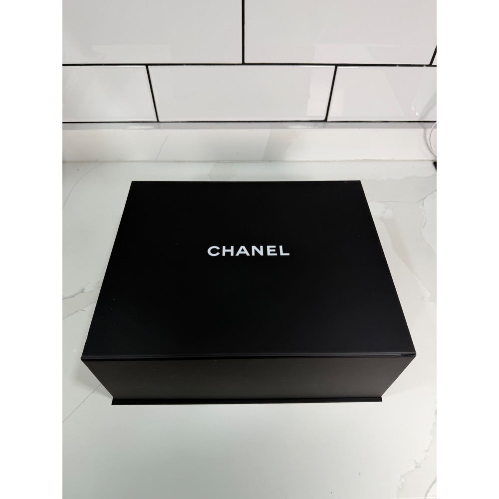 Chanel Black Magnetic Folding Gift Box Large 13x10.5x5.25 Logo Storage Box